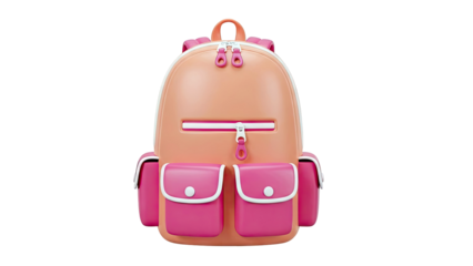 Pink and Orange Backpack with Multiple Pockets