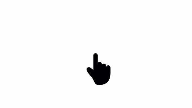 Hand cursor icon click animation on transparent background, Hand pointer cursor clicking gesture spark animated in 4k.
