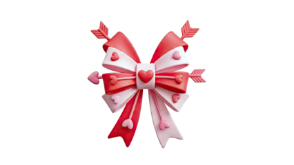 Valentine's Day Bow with Hearts and Cupid Arrows