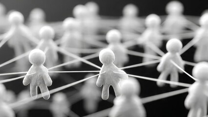 Interconnected Network: Abstract depiction of individuals linked in a network, symbolizing connections, communication, and collaboration within a social structure.