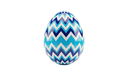 Blue and White Chevron Pattern Easter Egg