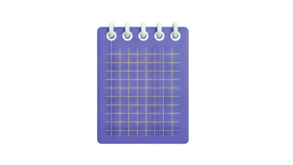 Purple Notebook with Grid Paper and Spiral Binding