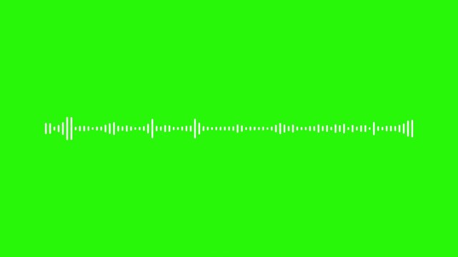 Audio waveform animation on green background, music audio spectrum visualizer animated with alpha channel.