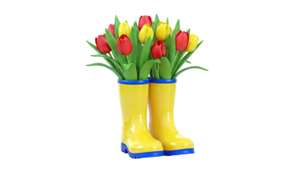 Tulips in Yellow Rain Boots