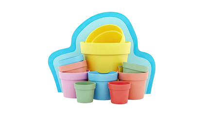 Collection of Colorful Flower Pots