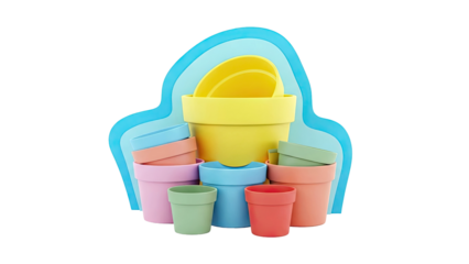 Collection of Colorful Flower Pots