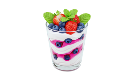 Berry Yogurt Parfait with Strawberries and Blueberries