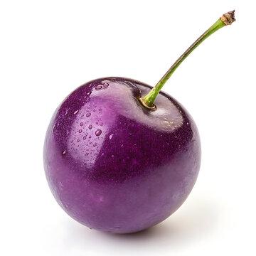 Fresh Purple Phalsa Fruit with Dew Drops on White Background