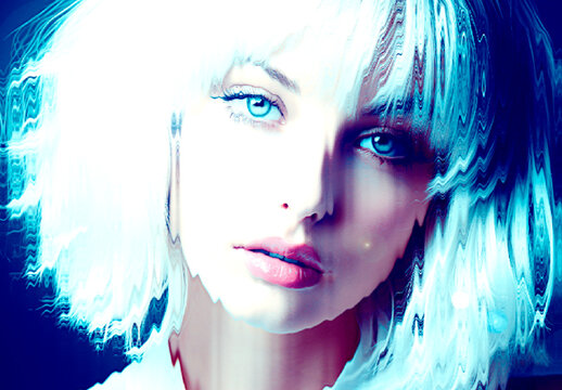 Electric Cyan Glass Reflect Photo Effect