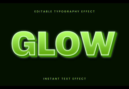 Green Fresh Glow 3D Style Text Effect Neon Retro Bold Font