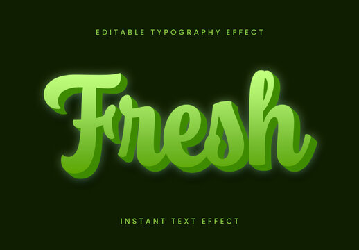 Green Fresh Glow 3D Style Text Effect Script Glossy Font