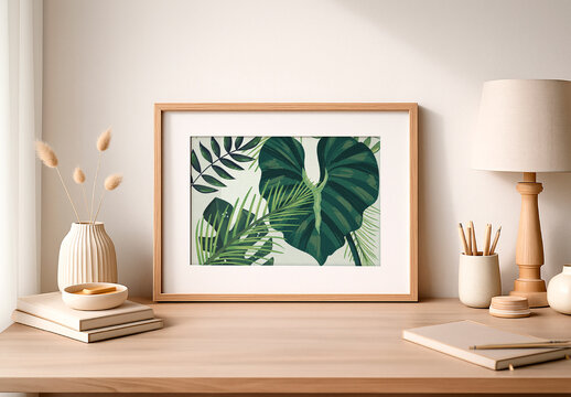 Desk Wood Frame Mockup