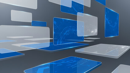 Abstract blue 3D cubes creating a modern technology and business background