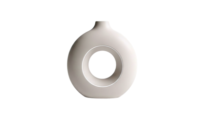 Modern Beige Doughnut Vase with Open Center