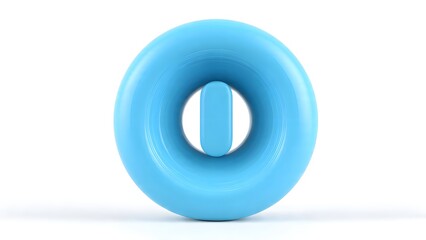 A blue donut-shaped ring with a vertical slit made in 3d clay style showing a tactile math symbol for equations or ui toggle buttons