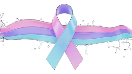 Awareness Ribbon with Water Splashes