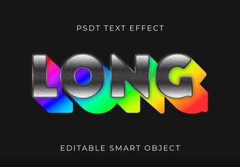 Silver And Rainbow Long Shadow Text Effect Bold Gradient Font