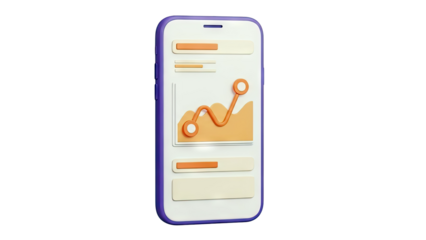 3D Mobile App with Financial Graph and Progress Bars