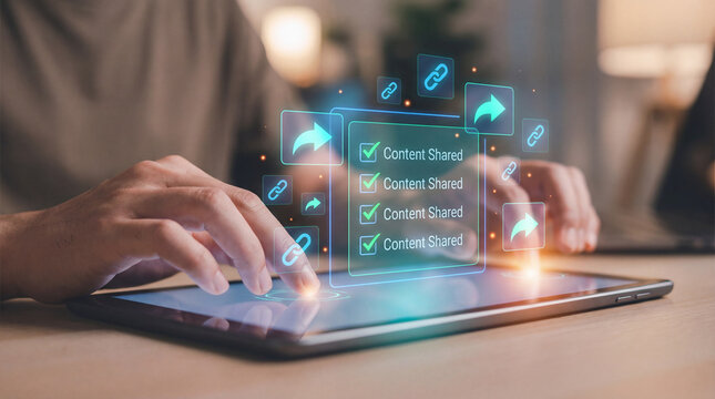 Person interacting with digital checklist on tablet contactless payments digital finance and online banking icons floating above screen - Powered by Adobe