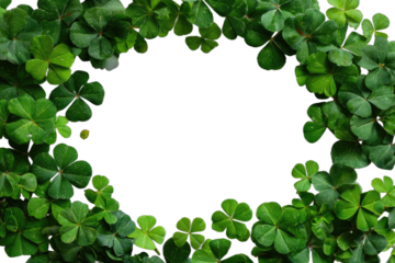 Lush green clover frame creates an oval space for text
