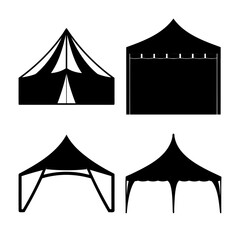 Collection of diverse tent and canopy silhouettes for various events and outdoor gatherings © Taramon00