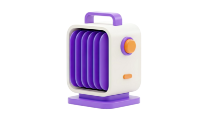 Modern Portable Electric Heater with Purple and Orange Accents