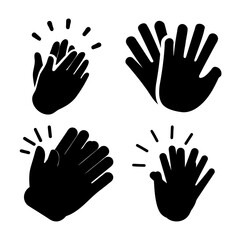 Obraz premium Set of diverse hand gestures including clapping, waving, and high five for various expressions