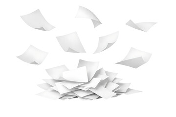 Abstract arrangement of white shapes and forms creating a scattered and dispersed visual effect on a plain backdrop product shot isolated