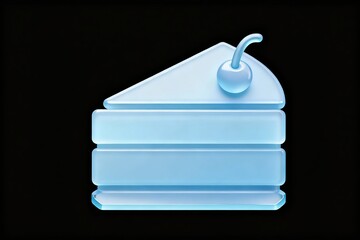 Obraz premium Blue glass cake slice with cherry
