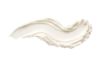 A wavy smear of pale cream color is visible against a stark white surface with a slight gradient effect present no background