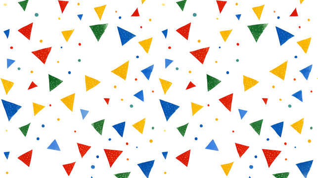 Vibrant colorful triangular confetti pattern on black background - Powered by Adobe