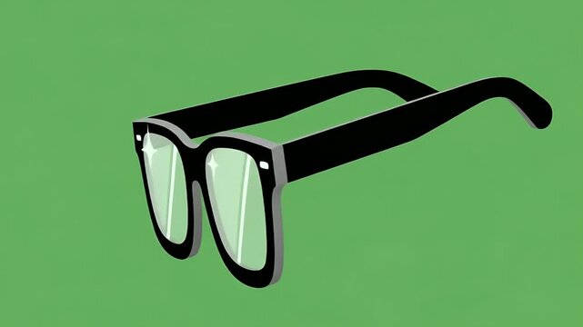 Animated Glasses Footage with Sparkle Effect on Green Background