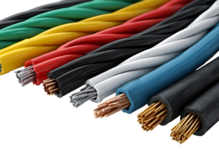 Multicolored electrical wires with exposed copper conductors