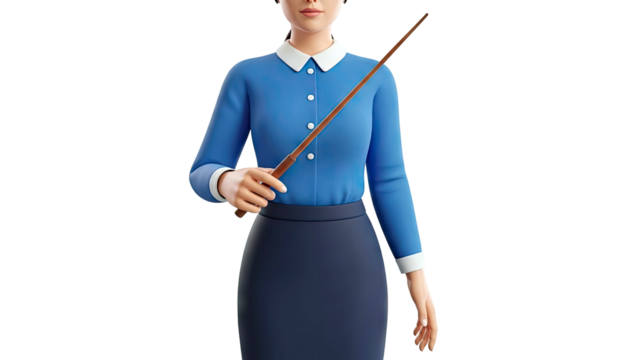 3D Character Teacher with Pointer Stick - Powered by Adobe