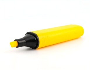 Fototapeta premium Bright yellow highlighter pen on white background
