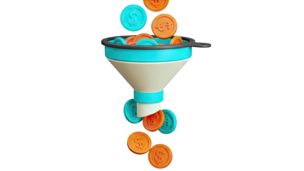 Coins Falling Through Funnel