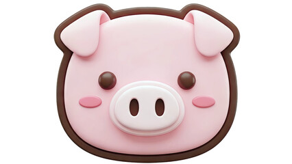 Fototapeta premium Cute 3D Pink Pig Face Icon