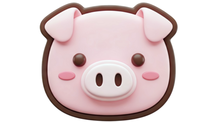 Cute 3D Pink Pig Face Icon