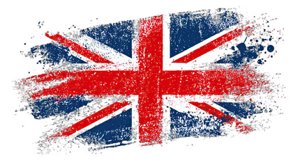 Grungy, distressed United Kingdom flag with textured brush strokes