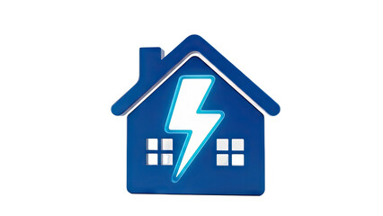 Blue house icon with a glowing lightning bolt inside