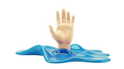 Hand Reaching Out of Blue Liquid