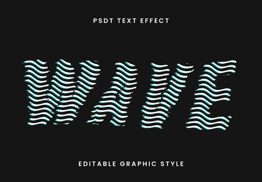 White And Cyan Wave Ripple Distortion Text Effect Lines Wavy Distorted Font
