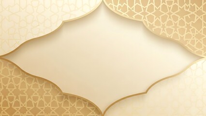 Abstract gold and cream colored islamic background with geometric arabesque patterns