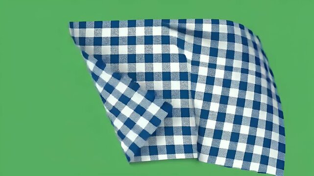 Blue White Gingham Fabric Waves Motion Graphic Background