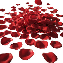 Fototapeta na wymiar Red rose petals falling on white background