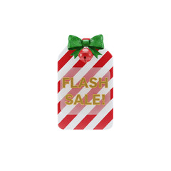 Fototapeta premium Flash sale Christmas tag with red and white stripes