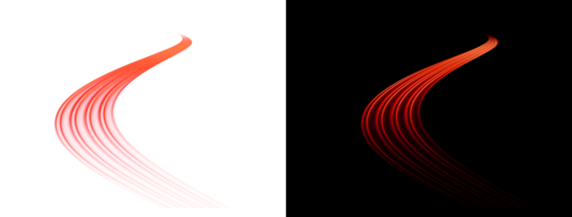 Abstract red light effect flowing curve motion lines speed trace element trail bright glowing dynamic neon energy wave stream isolated