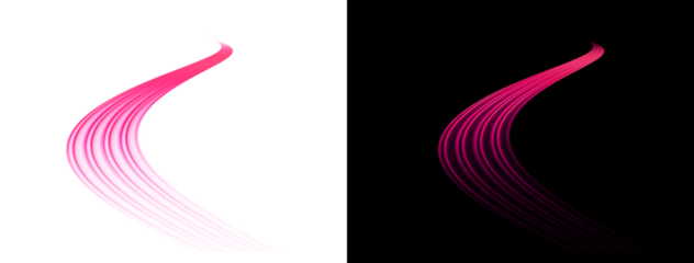 Abstract pink light trails swirl on transparent grid and black background dynamic motion effect bright energy flow futuristic concept vibrant glow