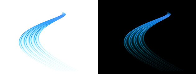Abstract blue light effect flowing curve motion lines speed trace element trail bright glowing dynamic neon energy wave stream isolated © Design Point
