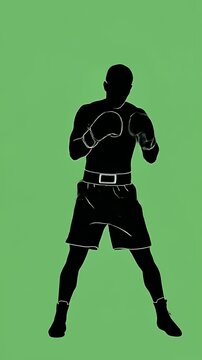 Boxing Silhouette Animation Footage Green Background Sport Fitness